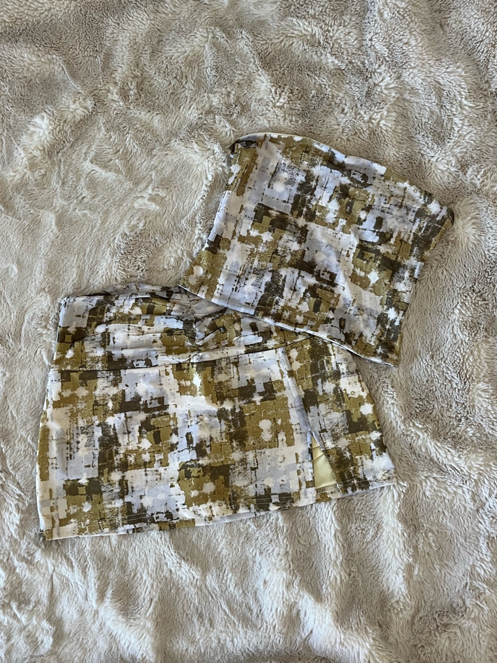 Tiger Mist Camo Print Mini Skirt + Tubetop Set
